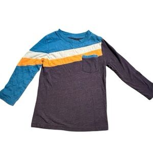 🚀 Cat & Jack Blue and Orange Striped Long Sleeve Tee